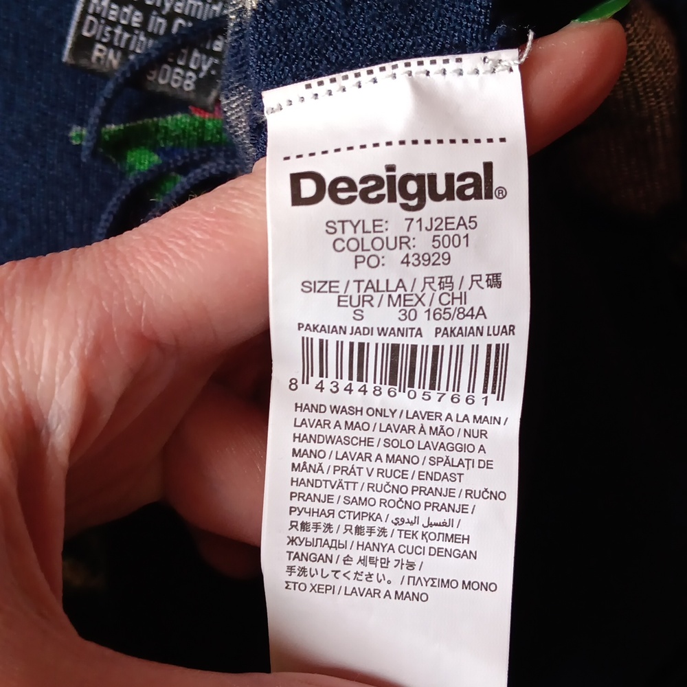 Desigual Yovana Navy Floral Sweater with Tassel Fringe - Picture 8 of 8